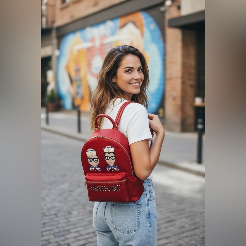 NWT $1673 Leather -Nylon Dolce & Gabbana Vulcano Women’s  Backpack - Picture 4 of 16